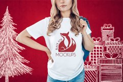 Christmas Xmas Winter White women t-shirt model mockup JPEG Product Image 1