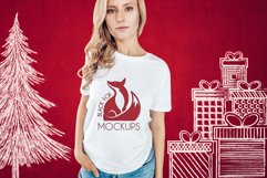 Christmas Xmas Winter White women t-shirt model mockup JPEG Product Image 1