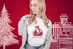 Christmas Xmas Winter White women t-shirt model mockup JPEG Product Image 1