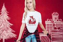 Christmas Xmas Winter White women t-shirt model mockup JPEG Product Image 1