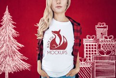 Christmas Xmas Winter White women t-shirt model mockup JPEG Product Image 1