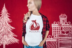 Christmas Xmas Winter White women t-shirt model mockup JPEG Product Image 1