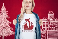 Christmas Xmas Winter White women t-shirt model mockup JPEG Product Image 1