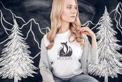 Christmas Xmas Winter White women t-shirt model mockup JPEG Product Image 1