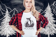 Christmas Xmas Winter White women t-shirt model mockup JPEG Product Image 1