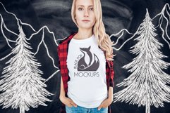 Christmas Xmas Winter White women t-shirt model mockup JPEG Product Image 1