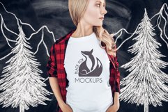 Christmas Xmas Winter White women t-shirt model mockup JPEG Product Image 1