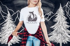 Christmas Xmas Winter White women t-shirt model mockup JPEG Product Image 1