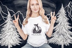 Christmas Xmas Winter White women t-shirt model mockup JPEG Product Image 1