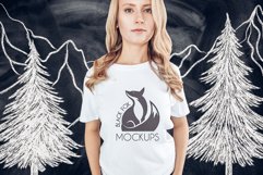 Christmas Xmas Winter White women t-shirt model mockup JPEG Product Image 1