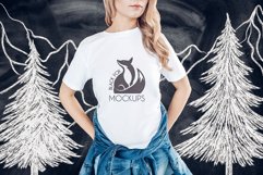 Christmas Xmas Winter White women t-shirt model mockup JPEG Product Image 1