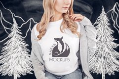 Christmas Xmas Winter White women t-shirt model mockup JPEG Product Image 1