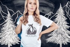 Christmas Xmas Winter White women t-shirt model mockup JPEG Product Image 1
