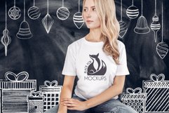 Christmas Xmas Winter White women t-shirt model mockup JPEG Product Image 1
