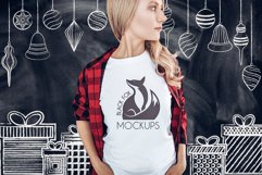 Christmas Xmas Winter White women t-shirt model mockup JPEG Product Image 1
