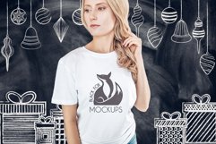 Christmas Xmas Winter White women t-shirt model mockup JPEG Product Image 1