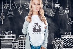 Christmas Xmas Winter White women t-shirt model mockup JPEG Product Image 1