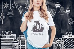 Christmas Xmas Winter White women t-shirt model mockup JPEG Product Image 1