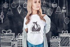 Christmas Xmas Winter White women t-shirt model mockup JPEG Product Image 1