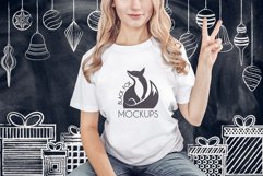 Christmas Xmas Winter White women t-shirt model mockup JPEG Product Image 1