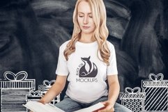 Christmas Xmas Winter White women t-shirt model mockup JPEG Product Image 1