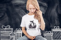 Christmas Xmas Winter White women t-shirt model mockup JPEG Product Image 1