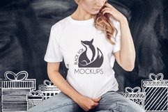 Christmas Xmas Winter White women t-shirt model mockup JPEG Product Image 1