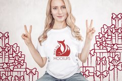 Christmas Xmas Winter White women t-shirt model mockup JPEG Product Image 1