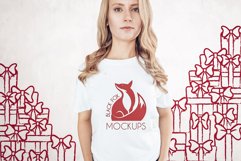 Christmas Xmas Winter White women t-shirt model mockup JPEG Product Image 1