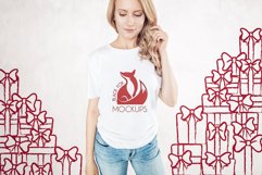 Christmas Xmas Winter White women t-shirt model mockup JPEG Product Image 1