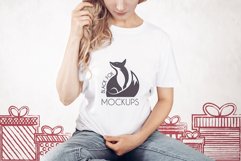 Christmas Xmas Winter White women t-shirt model mockup JPEG Product Image 1