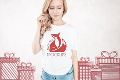 Christmas Xmas Winter White women t-shirt model mockup JPEG Product Image 1