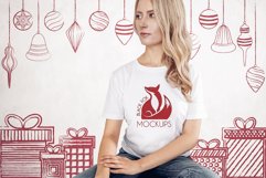 Christmas Xmas Winter White women t-shirt model mockup JPEG Product Image 1