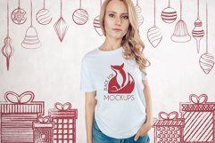 Christmas Xmas Winter White women t-shirt model mockup JPEG Product Image 1