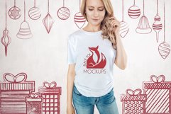Christmas Xmas Winter White women t-shirt model mockup JPEG Product Image 1