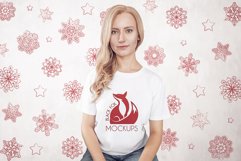 Christmas Xmas Winter White women t-shirt model mockup JPEG Product Image 1
