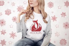 Christmas Xmas Winter White women t-shirt model mockup JPEG Product Image 1