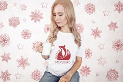 Christmas Xmas Winter White women t-shirt model mockup JPEG Product Image 1
