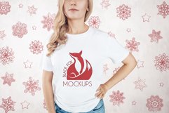 Christmas Xmas Winter White women t-shirt model mockup JPEG Product Image 1