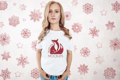 Christmas Xmas Winter White women t-shirt model mockup JPEG Product Image 1