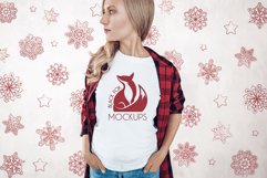 Christmas Xmas Winter White women t-shirt model mockup JPEG Product Image 1