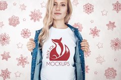 Christmas Xmas Winter White women t-shirt model mockup JPEG Product Image 1
