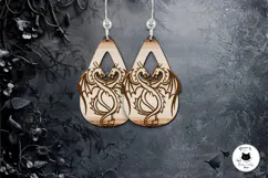 Dragon Earrings Laser Cut | Gothic Teardrop Earrings SVG Product Image 3
