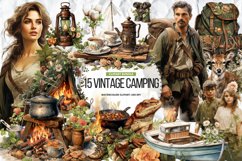 Vintage Camping Clipart bundle, Camp Clipart Bundle Product Image 1