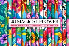 40 Magical Watercolor Flowers | Watercolor flowers BUNDLE Product Image 1