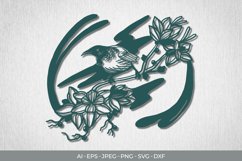 Tui Bird and Flower Papercut SVG Product Image 1