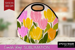 Tulip Modern Floral Lunch Bag Sping Flower Lunch Bug PNG Product Image 1