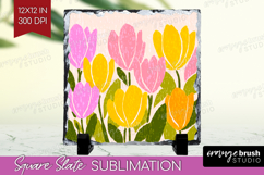 Tulip Modern Floral Slate PNG Sping Flower Square Slate Product Image 1