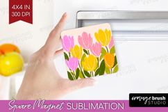 Tulip Modern Floral Magnet Sublimation Sping Flower Square Product Image 1