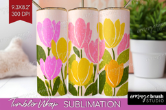 Tulip Modern Floral Tumbler Wrap Sping Flower Tumbler PNG Product Image 1